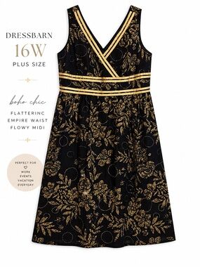Floral Empire Waist Sleeveless Flowy Cottagecore Boho Romance Plus size Dress 16